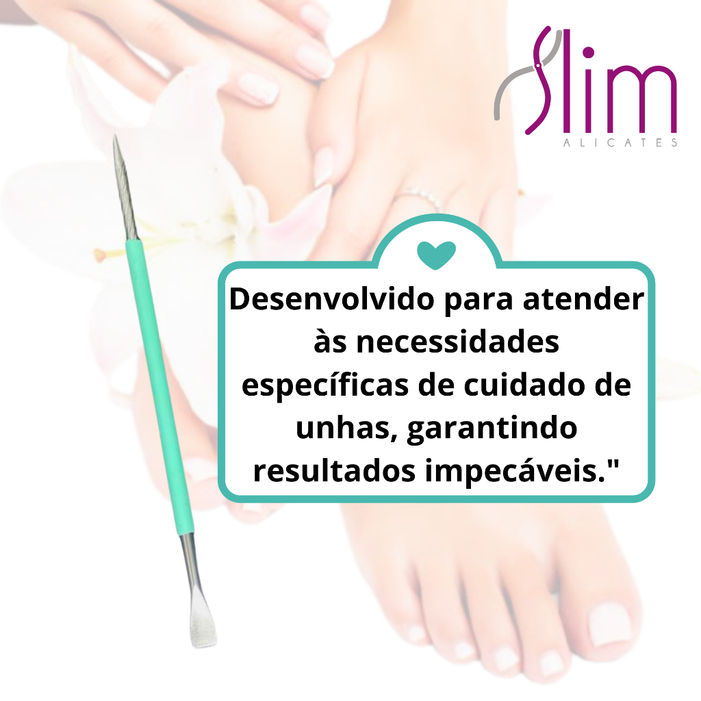 Kit 05 Espátulas Slim - Bastão Mista Unha Inox VERDE Com Silicone Cutelaria Manicure