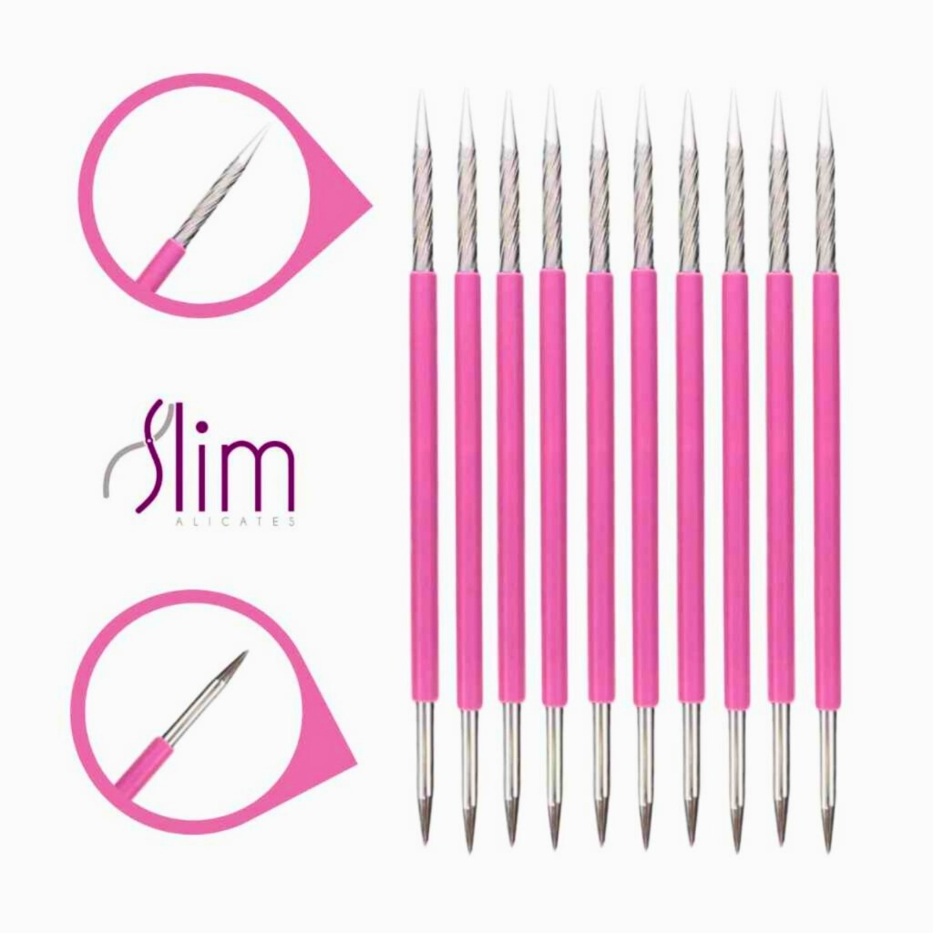 Kit 10 Palito Duplo 105 Cutícula Manicure Pedicure Cutelaria Unha rosa Silicone Esterilizável Inox Slim