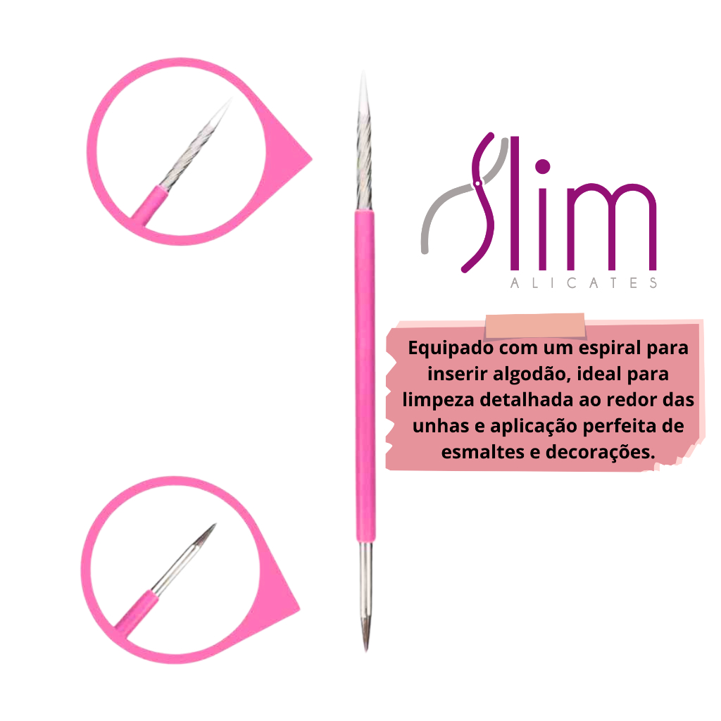 Kit 10 Espátulas Slim - Bastão Mista Unha Inox Com Silicone Cutelaria Manicure