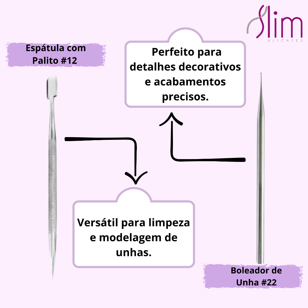 Kit Completo Com 12 Instrumentos Para Manicure Slim