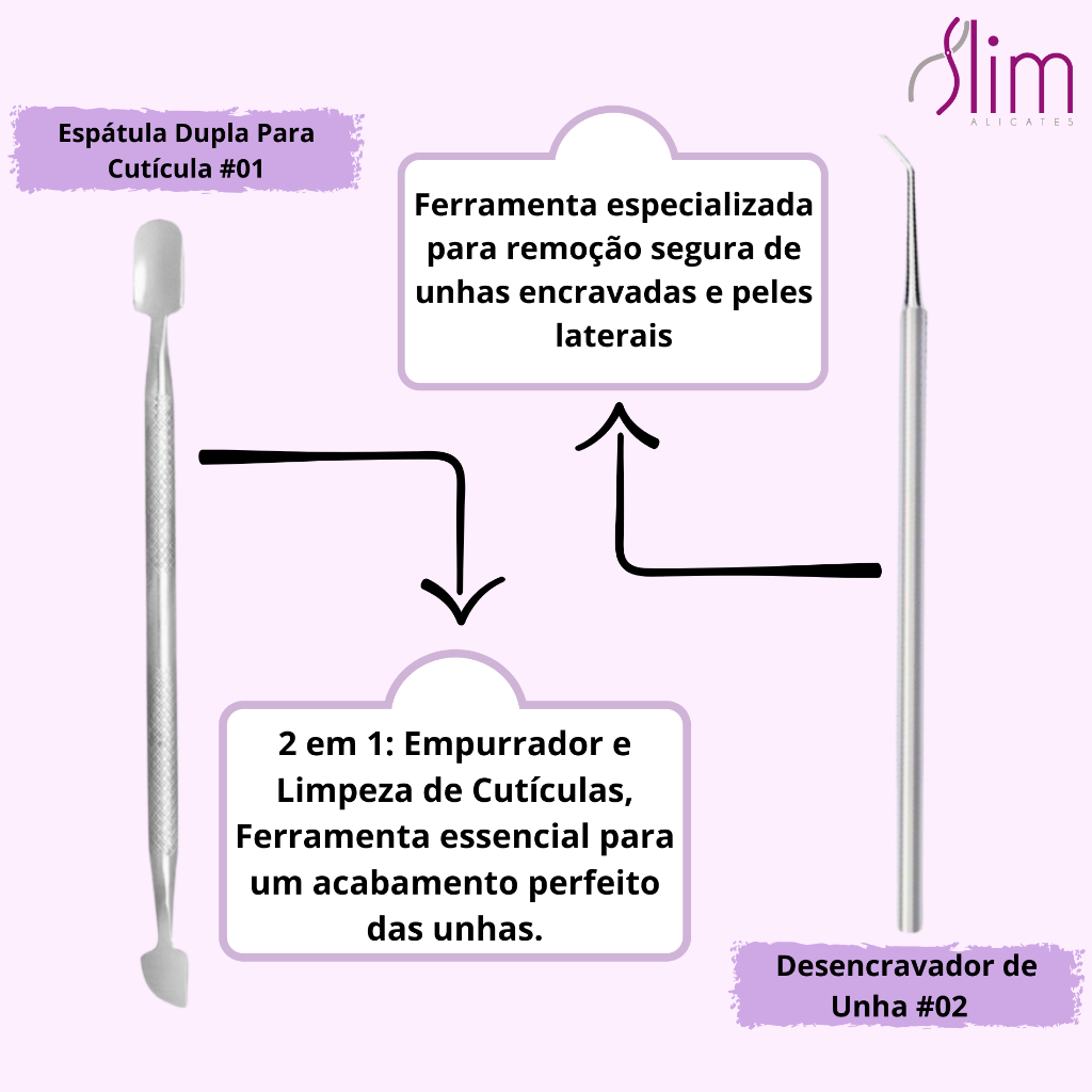Kit Completo Com 12 Instrumentos Para Manicure Slim