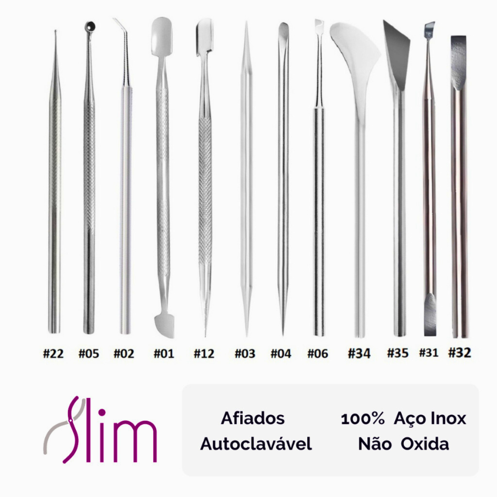 Kit Completo Com 12 Instrumentos Para Manicure Slim