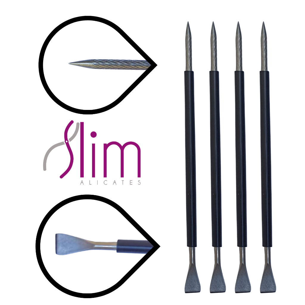 Kit 04 Espátulas Slim Bastão Inox Com Silicone