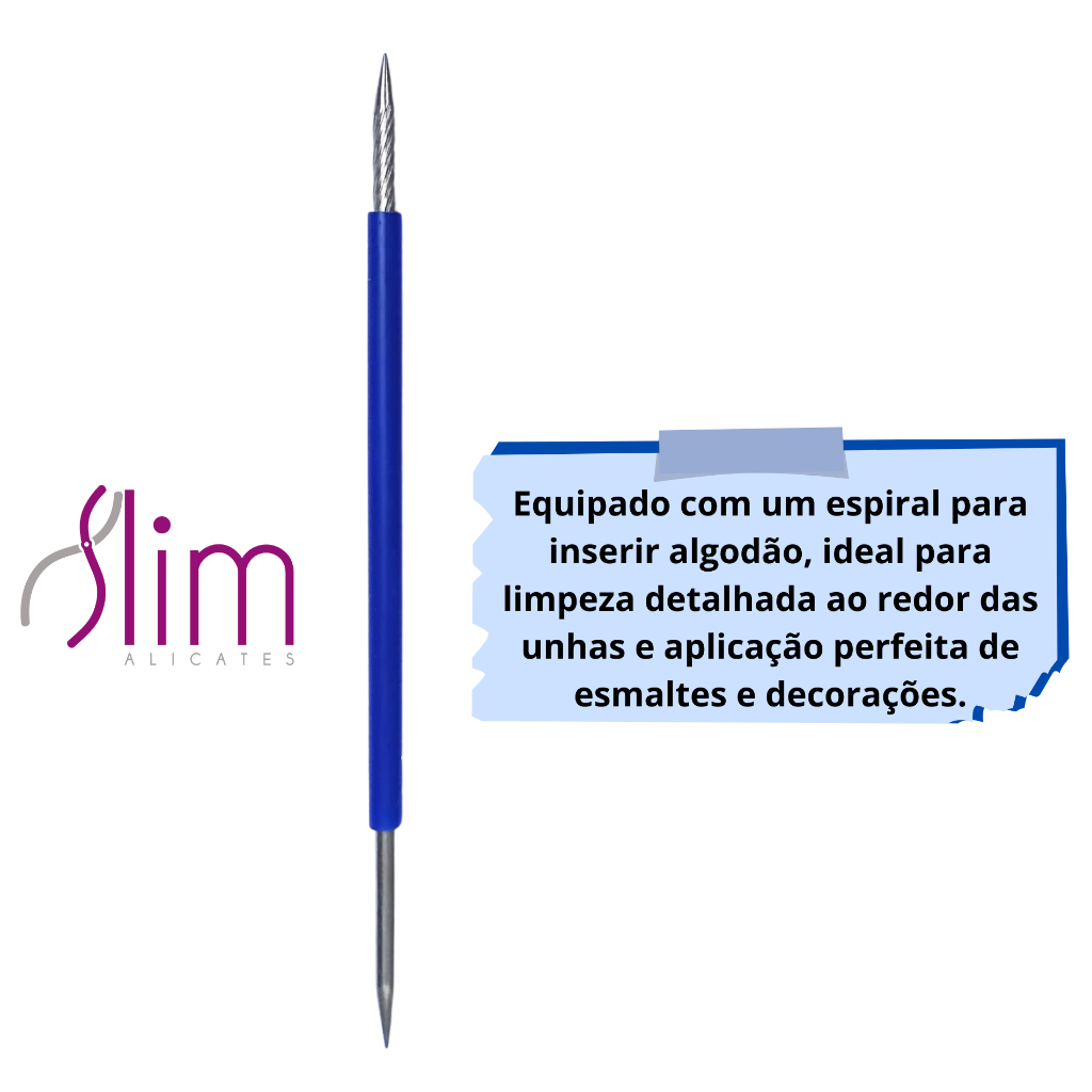 Kit com 5 Palito Duplo 105 Cutícula Manicure Pedicure Cutelaria Unha Azul Silicone Esterilizável Inox Slim
