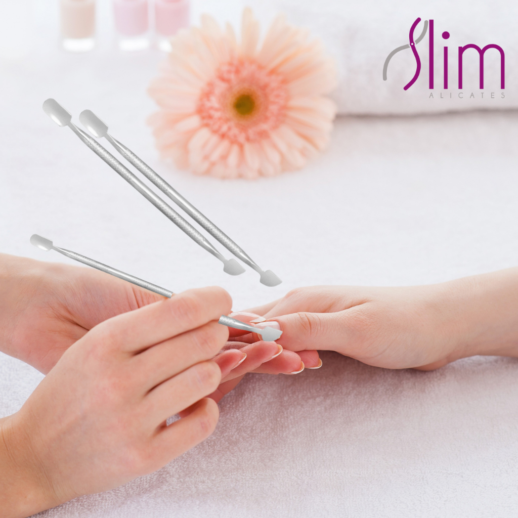 Espátula Dupla Empurrador Inox Profissional Manicure e Pedicure - Slim