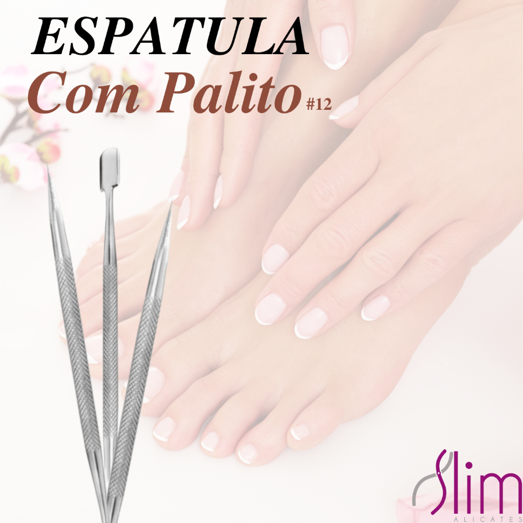 Espátula Inox Empurrador com Palito - Slim / Ref.12 Manicure e Pedicure - Cuidado com as Unhas