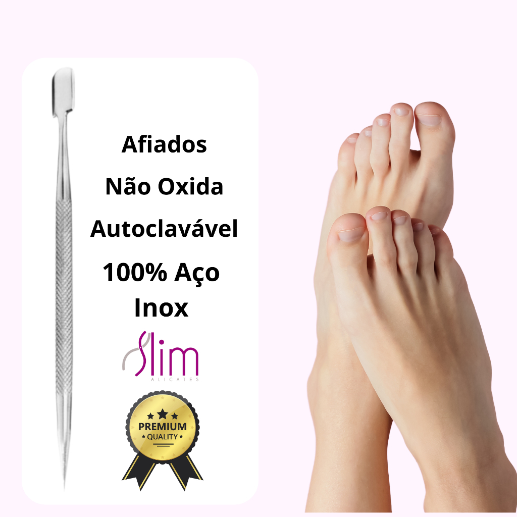 Espátula Inox Empurrador com Palito - Slim / Ref.12 Manicure e Pedicure - Cuidado com as Unhas