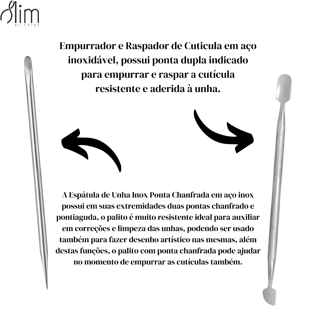 Empurrador 01+ Palito Ponta Chanfrada 04 - Slim - Podologia / Manicure e Pedicure